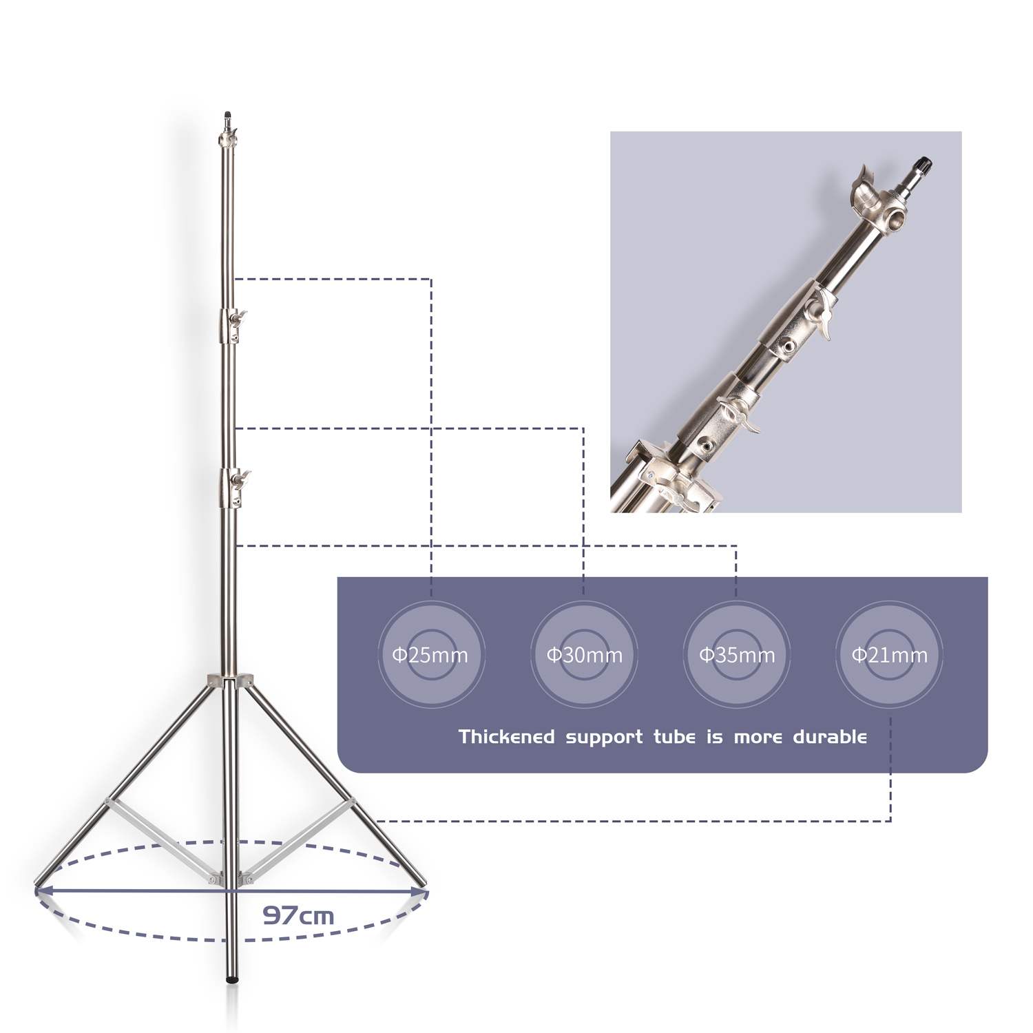 Soporte de luz de acero inoxid - Boom Arm Stand reseña y precio