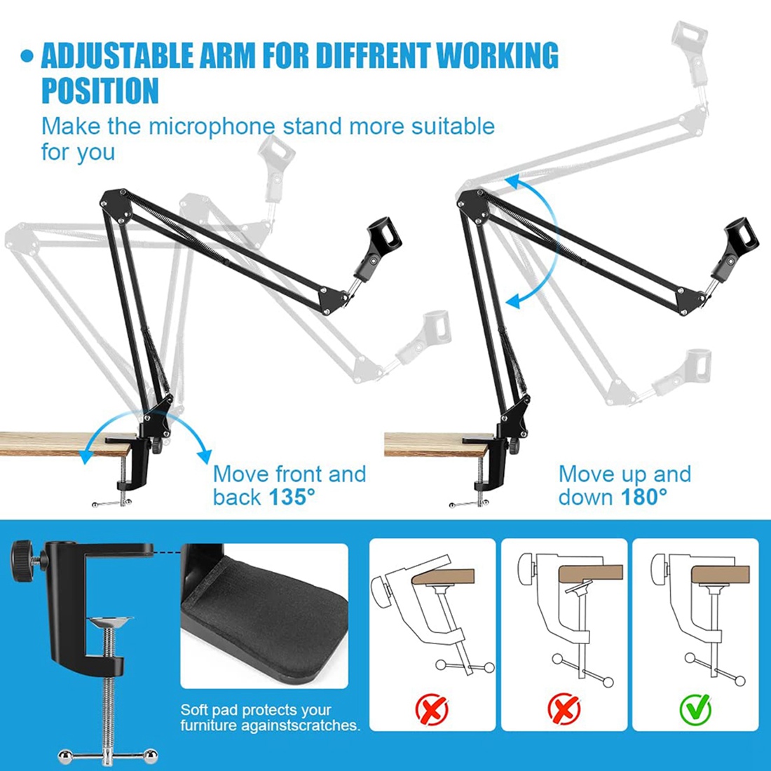 Soporte para micrófono NALFI,  - Boom Arm Stand reseña y precio